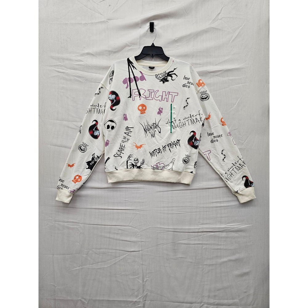Disney Nightmare Before Christmas Graffiti Sweatshirt White Jack Skellington M